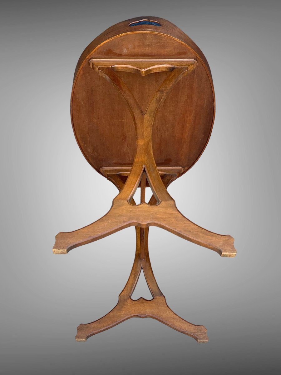 émile Gallé ( 1846-1904 ) Table d'Encas " Souci De Plaire " DESSUS  En Forme De Plateau-photo-2