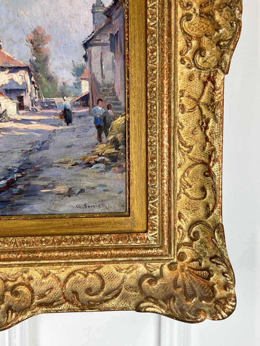 Painting / Oil On Panel By Georges Serrier 1852 / 1949 (rue De Village)-photo-6