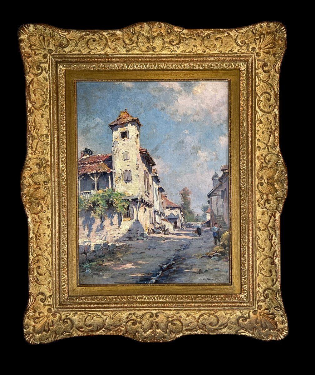 Painting / Oil On Panel By Georges Serrier 1852 / 1949 (rue De Village)