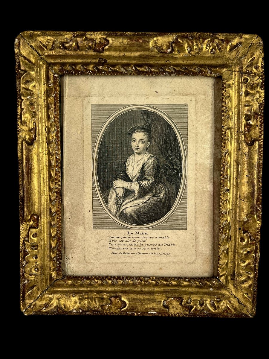 Paire De Cadres 17e Epoque Louis XVIII Avec Gravures En Bois Sculpté Doré-photo-6