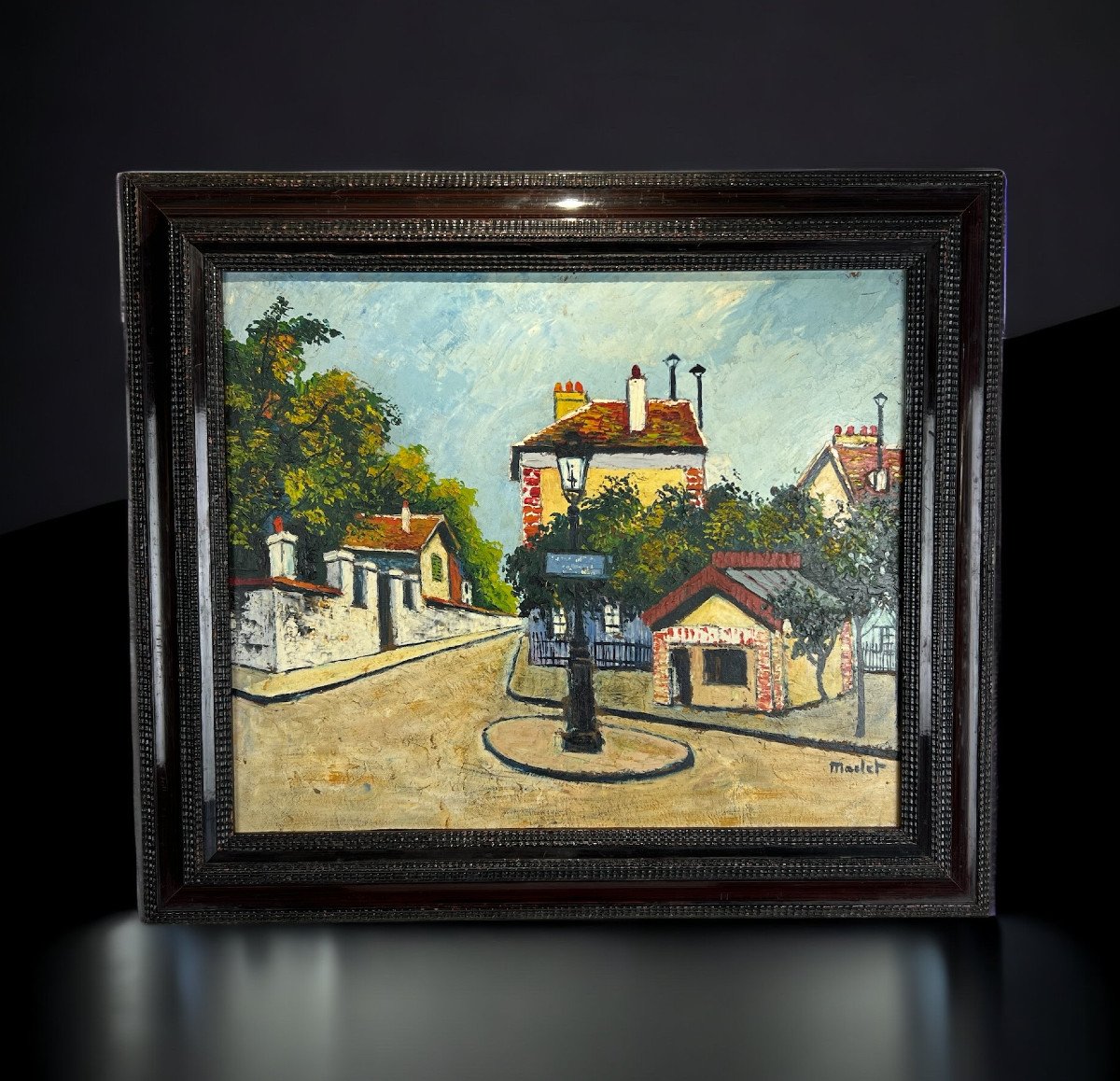 Maclet Elisée (1881/1962) Painting / Oil On Cardboard "reverbere A Montmartre-photo-4