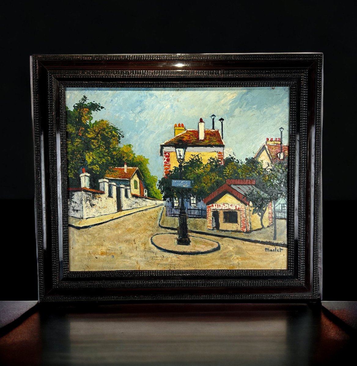 Maclet Elisée (1881/1962) Painting / Oil On Cardboard "reverbere A Montmartre-photo-8