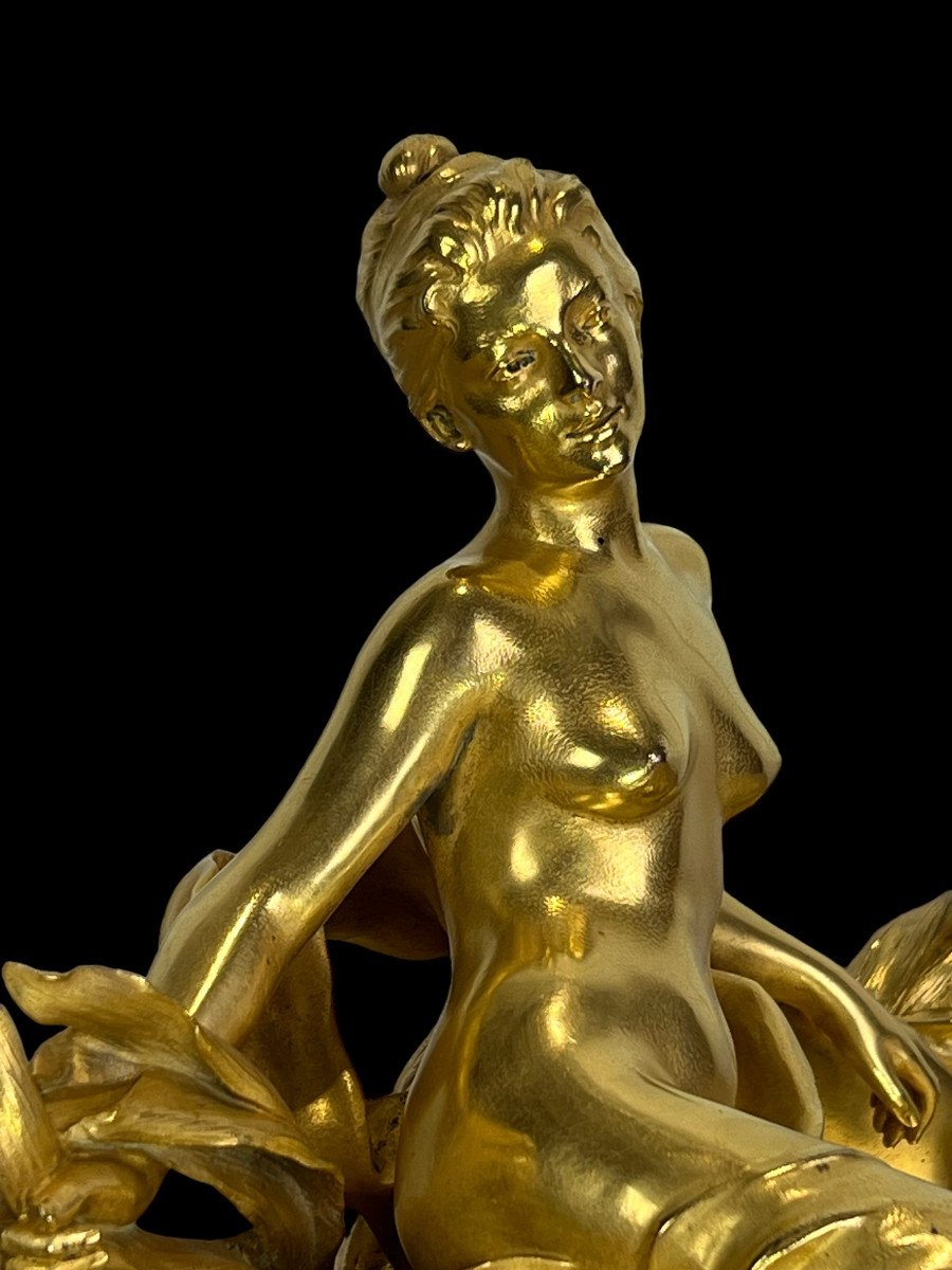 Raoul Larche / Cup / Inkwell Said "to The Victorious Nymph In Gilt Bronze-photo-1