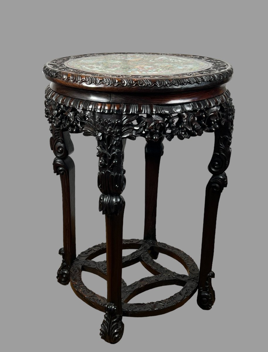 Incense Table Forming A Pedestal Table With Its Canton Porcelain Top-photo-6