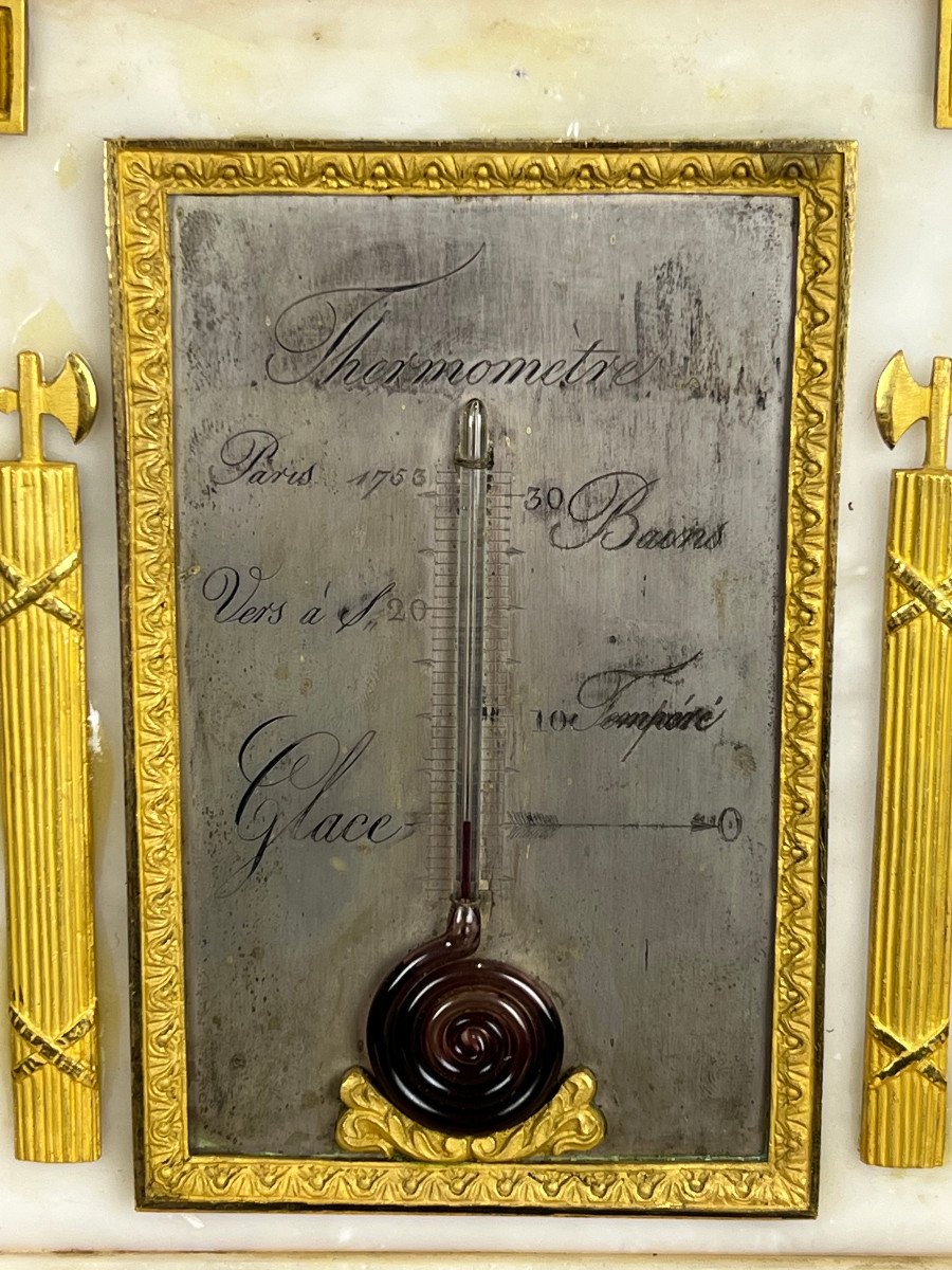 Charles X Period Borne Clock Making Thermometer In Alabaster And Gilt Bronze-photo-1