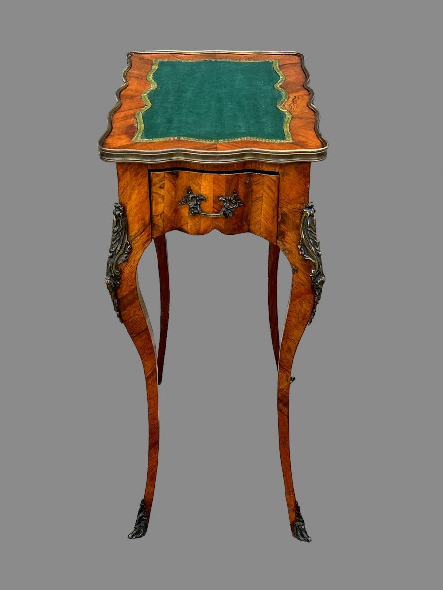 Table De Salon Estampillée Du XIXe De Style Louis XV / Violonée En Marqueterie-photo-5