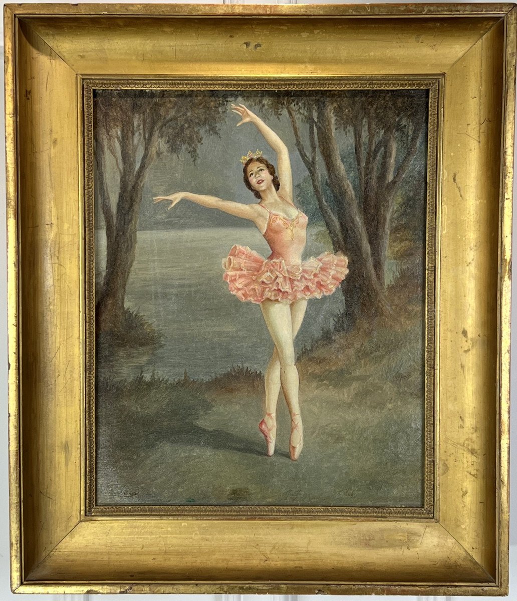 Painting From The Art Deco Years / Oil On Canvas Representing An Opera Dancer-photo-7