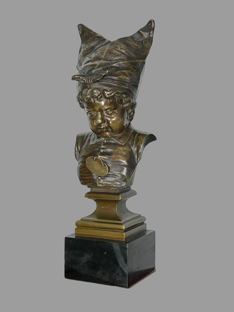 Antique Bronze From The 19th Century "the Donkey's Hat Penitence" After Nicolas Lecornet-photo-2