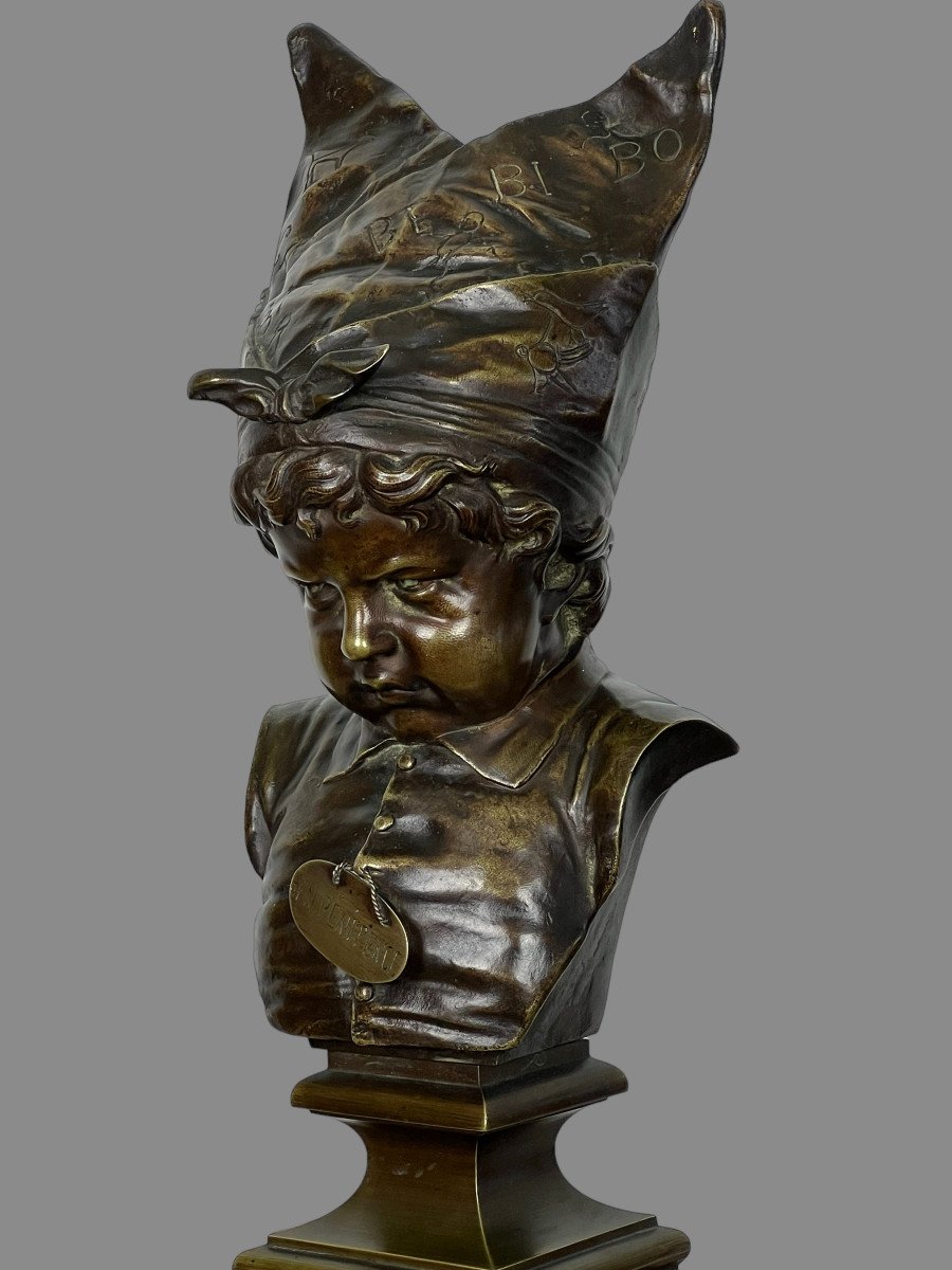 Antique Bronze From The 19th Century "the Donkey's Hat Penitence" After Nicolas Lecornet-photo-8