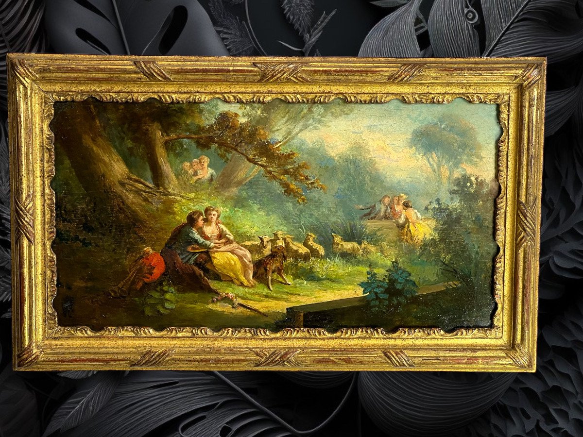 Pair Of 19th Century Paintings / Oils On Oak Panels In The Taste Of Monticelli-photo-4