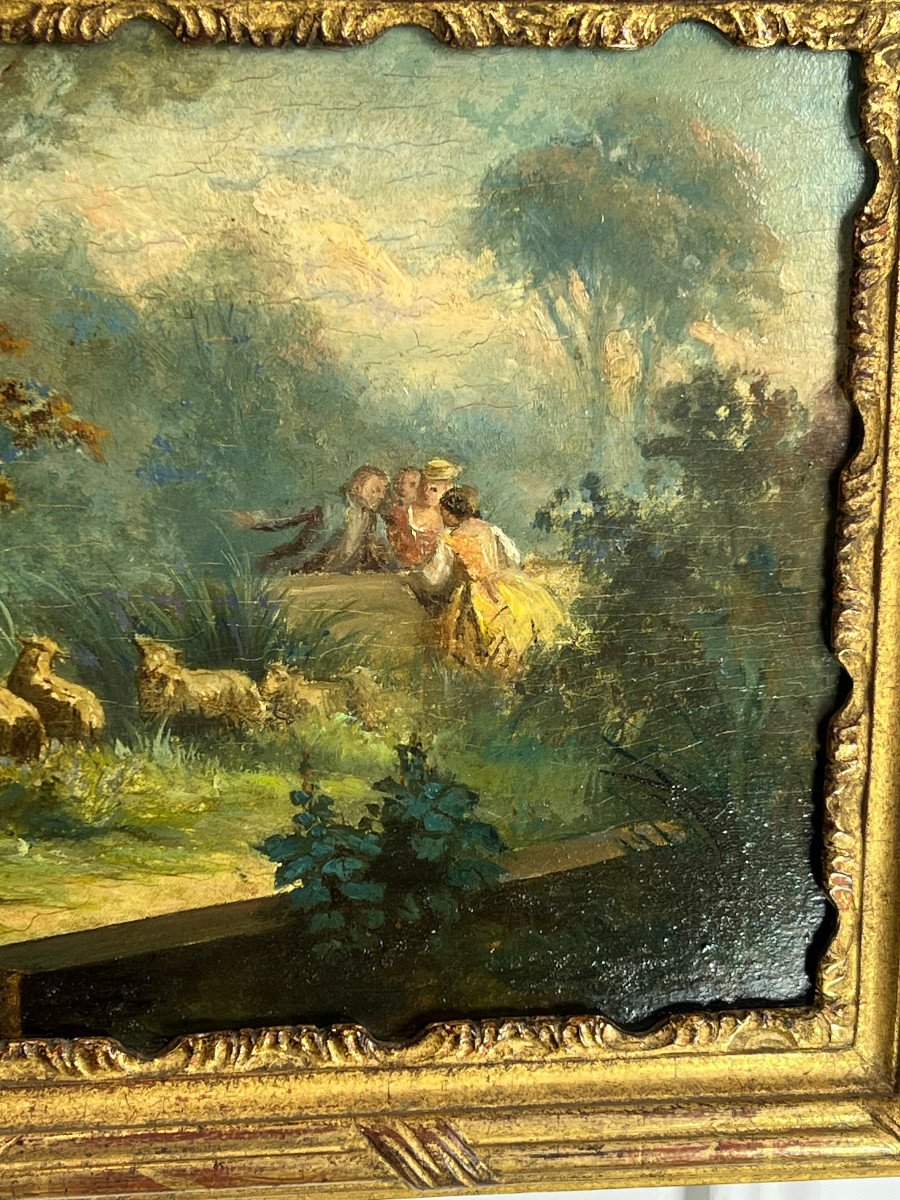 Pair Of 19th Century Paintings / Oils On Oak Panels In The Taste Of Monticelli-photo-3