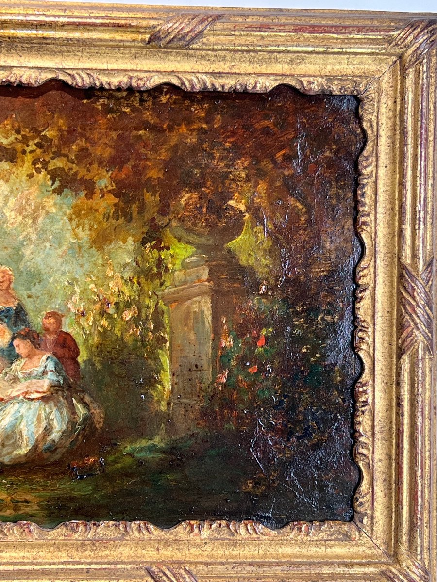 Pair Of 19th Century Paintings / Oils On Oak Panels In The Taste Of Monticelli-photo-4