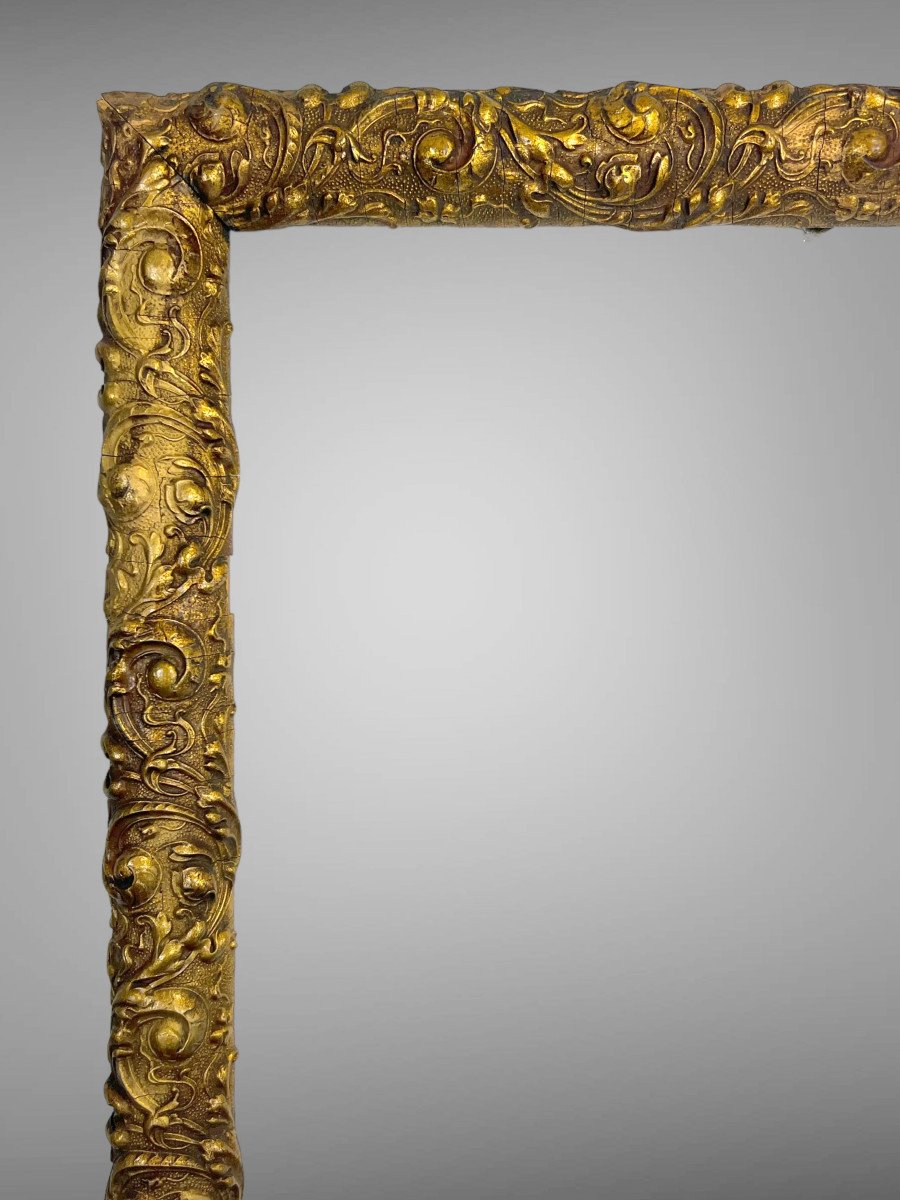 Old 19th Century Frame In Wood And Golden Stucco For Painting 41.5 Cm X 33 Cm-photo-2