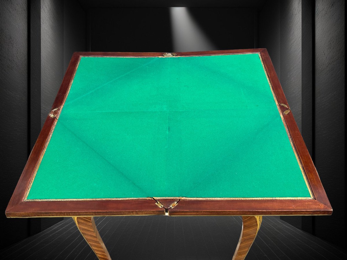 “so-called Handkerchief” Games Table In Marquetry Decorated With Gilt Bronze, 19th Century-photo-5