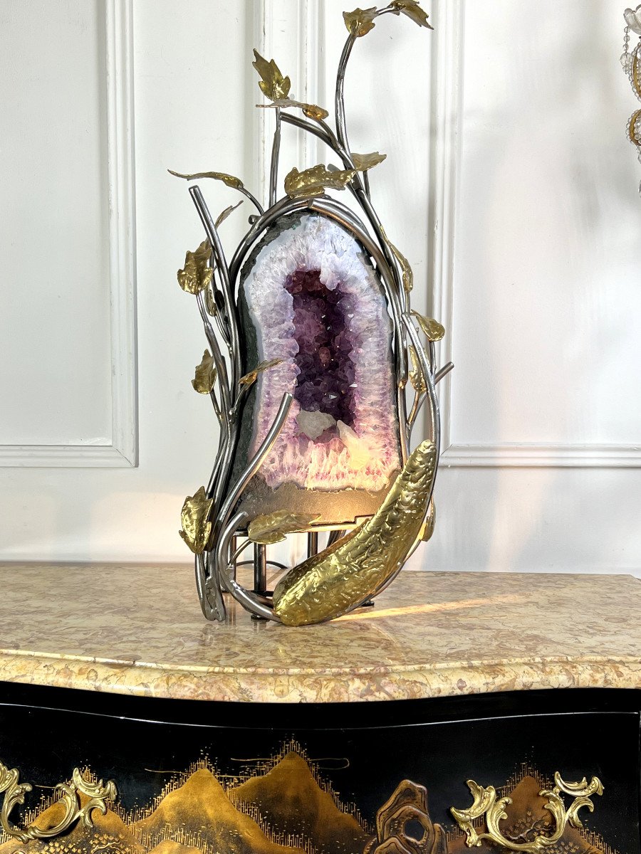 Large Lamp From Ateliers Duval Brasseur "amethyst Geode" From The 70s-photo-3