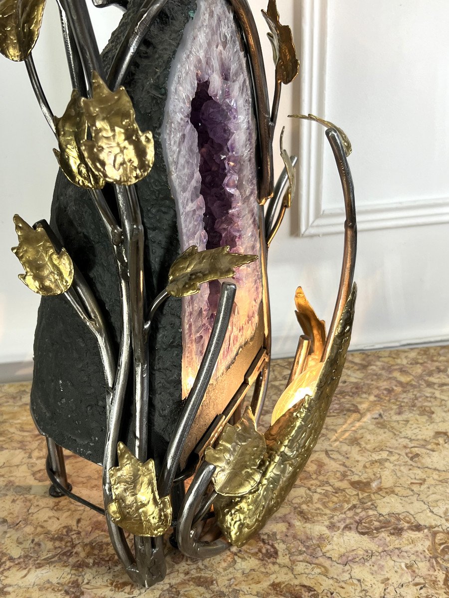 Large Lamp From Ateliers Duval Brasseur "amethyst Geode" From The 70s-photo-6