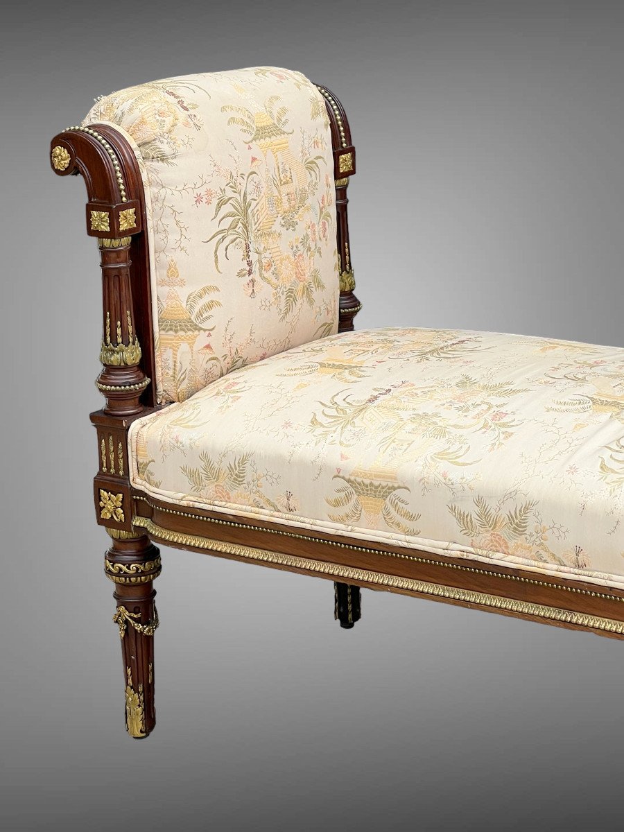 Bench / Window Seat / In Mahogany Decorated With Gilt Bronze In Louis XVI Style-photo-5