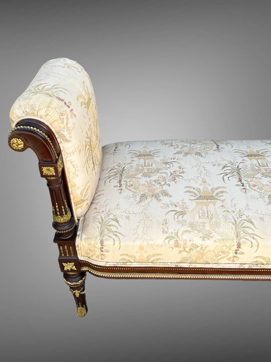 Bench / Window Seat / In Mahogany Decorated With Gilt Bronze In Louis XVI Style-photo-6