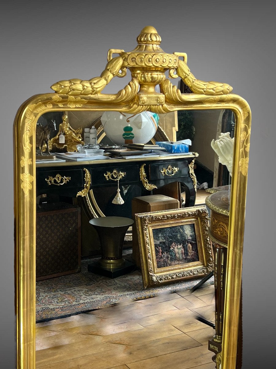 Old Alsatian Mirror In Golden Wood (superb Gold Gilding) From The 1950s-photo-4