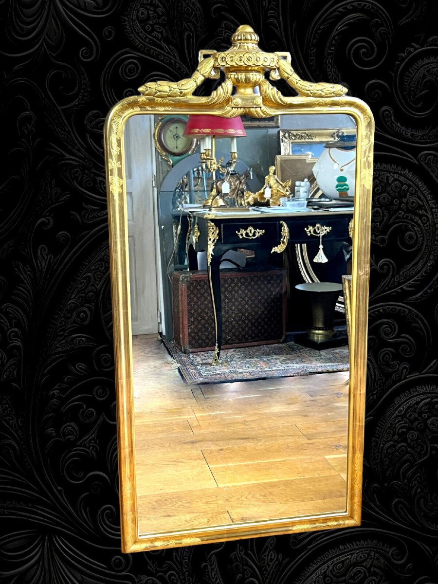 Miroir Ancien Alsacien En Bois Doré ( Superbe Dorure A l'Or ) Des Années 50-photo-2