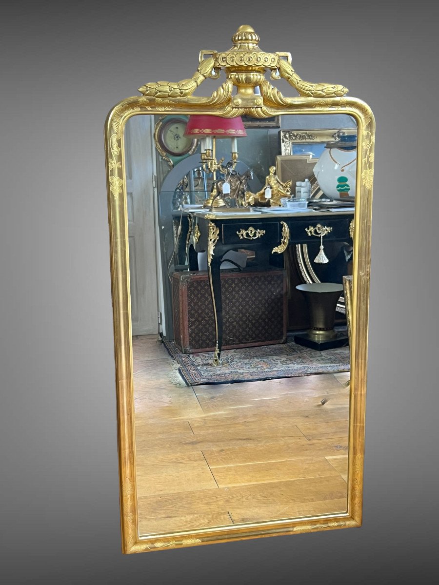 Old Alsatian Mirror In Golden Wood (superb Gold Gilding) From The 1950s-photo-1
