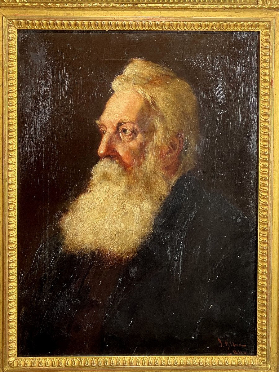 Painting / Oil On Canvas "portrait Of A Man With A White Beard" With Signature-photo-1