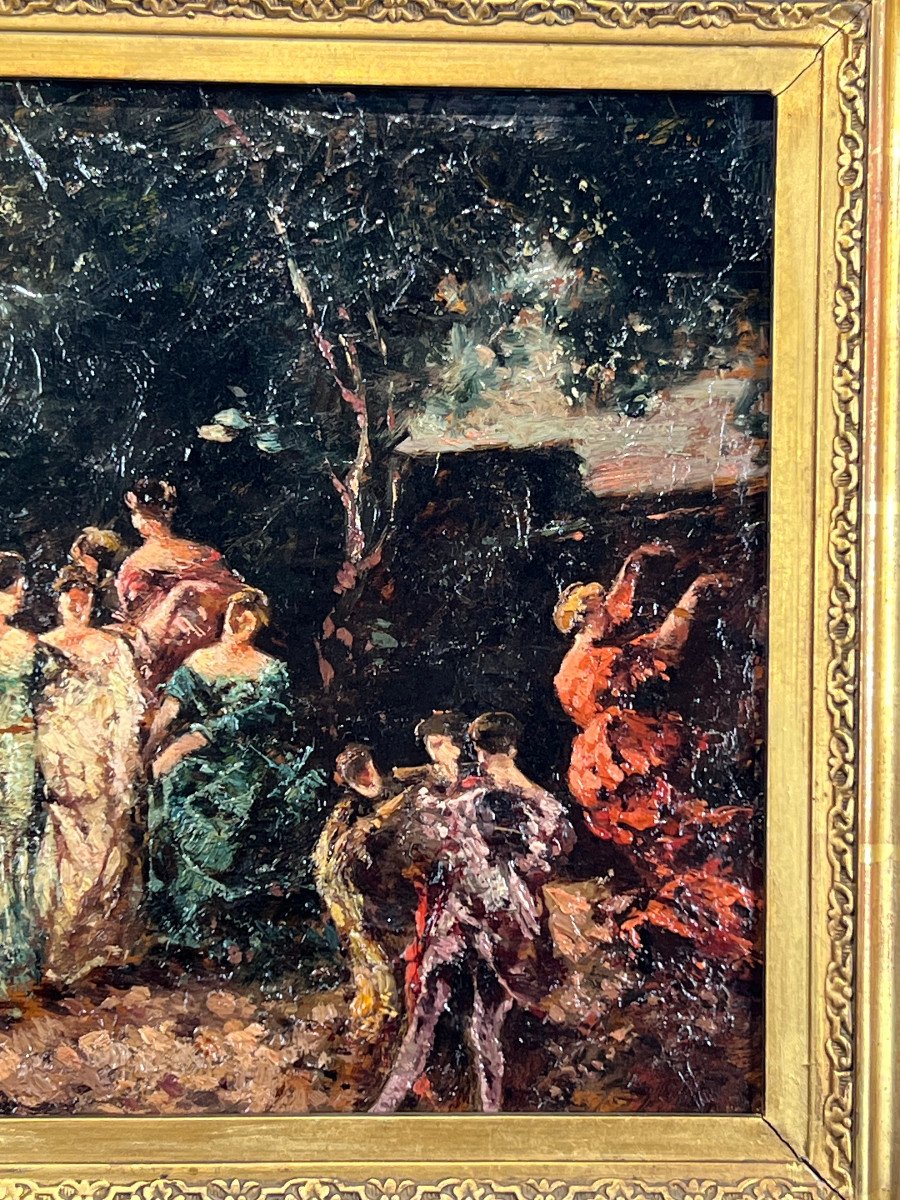 19th Century Painting / Oil On Panel After "adolphe Monticelli" (the Dance)-photo-4