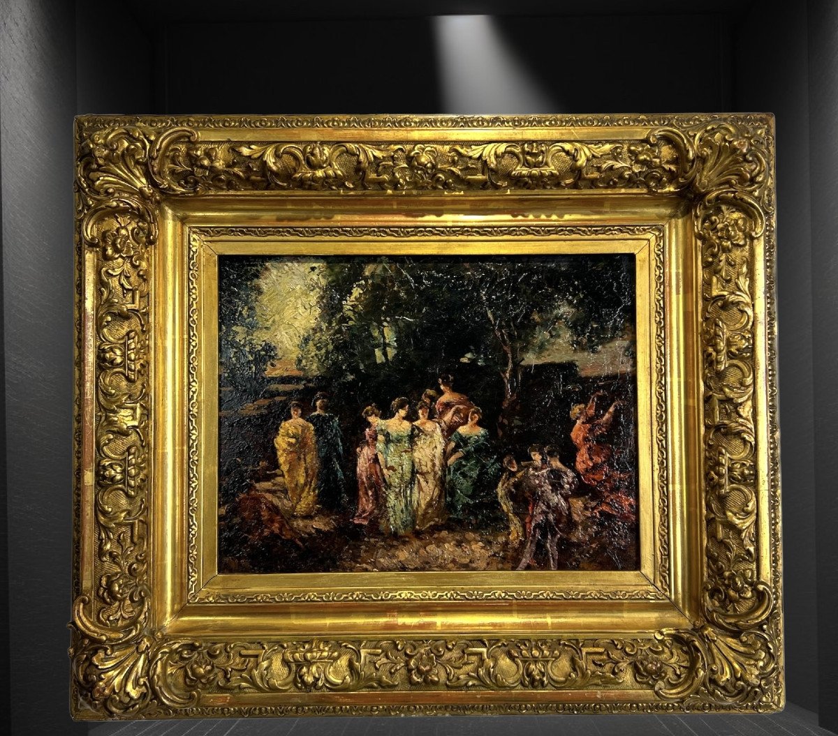 19th Century Painting / Oil On Panel After "adolphe Monticelli" (the Dance)