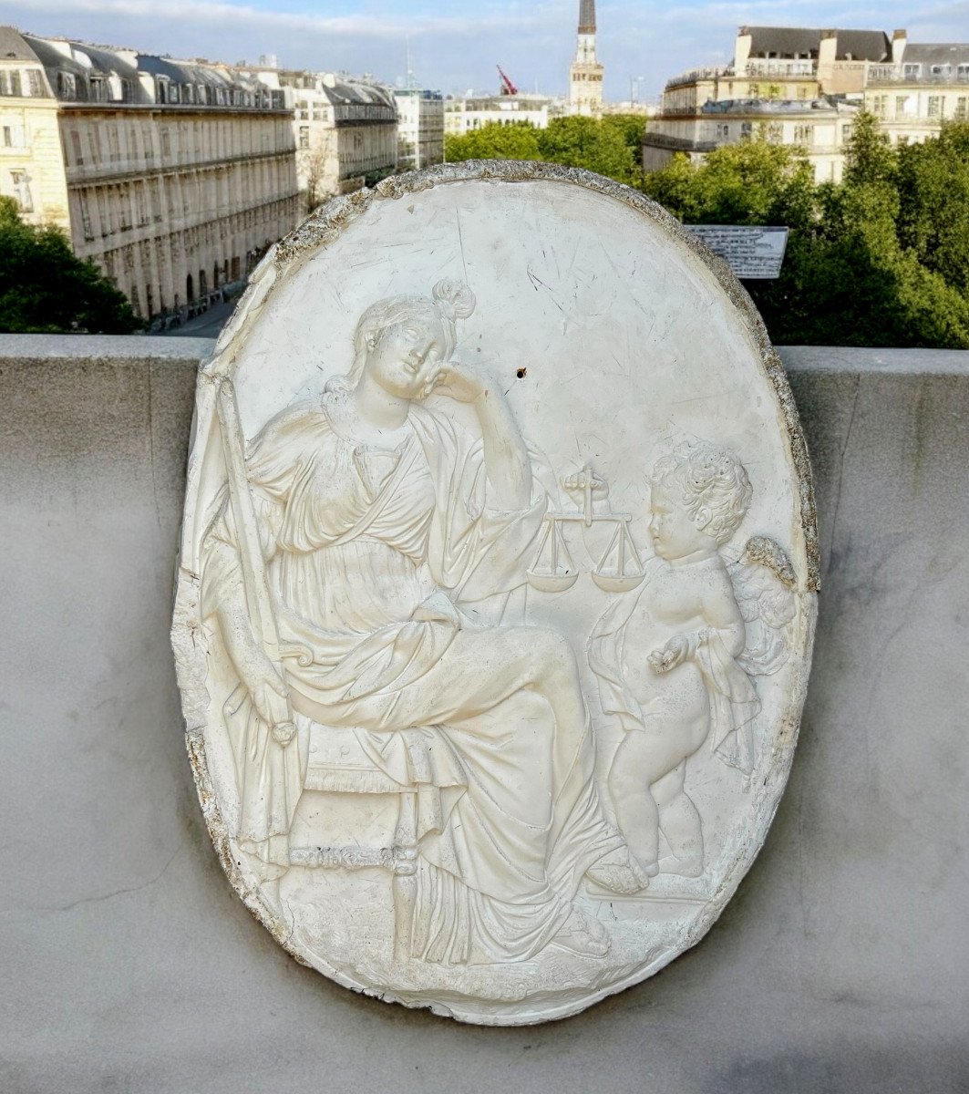 Médaillon / Bas Relief Ovale D Après Le Décor Du Monument Du Cœur De Louis XVIII-photo-8