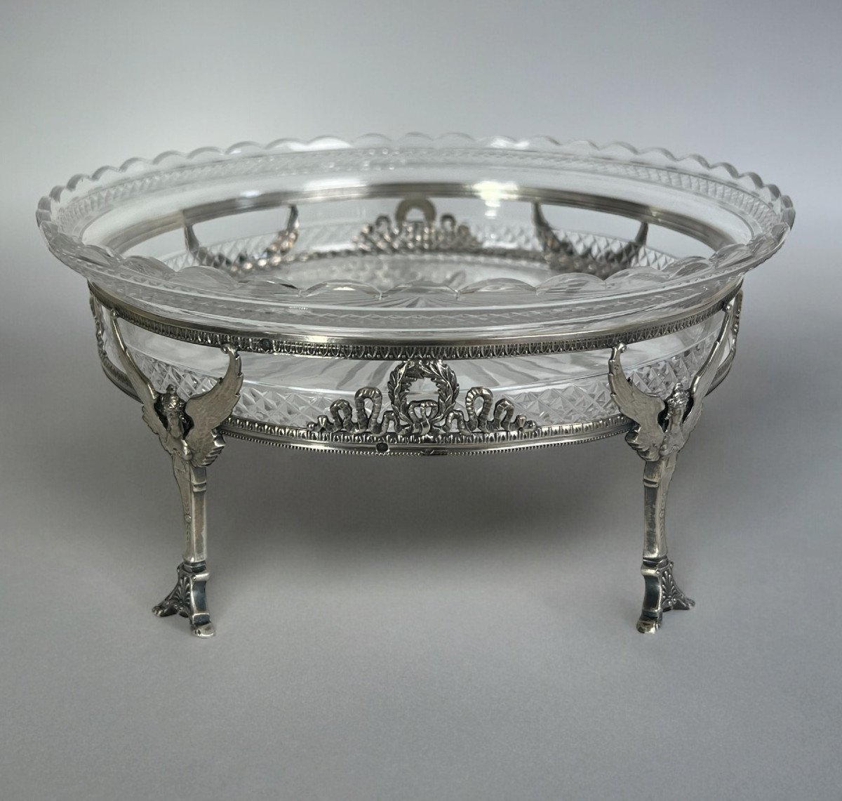 “baccarat” Crystal Cup With Sterling Silver Frame Minerva Hallmark-photo-7