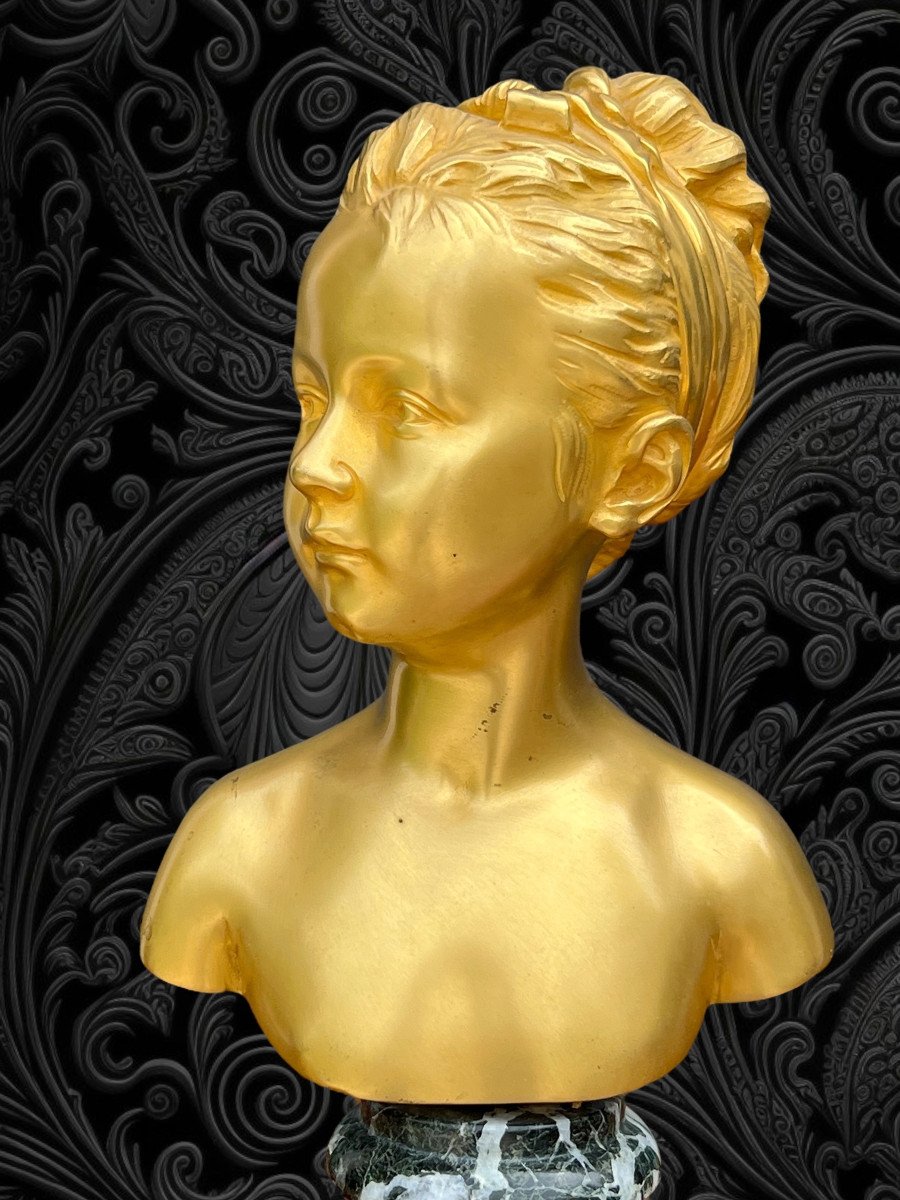 Gilt Bronze Bust Of "louise Brongniart" Bearing The Signature Of Houdon-photo-7