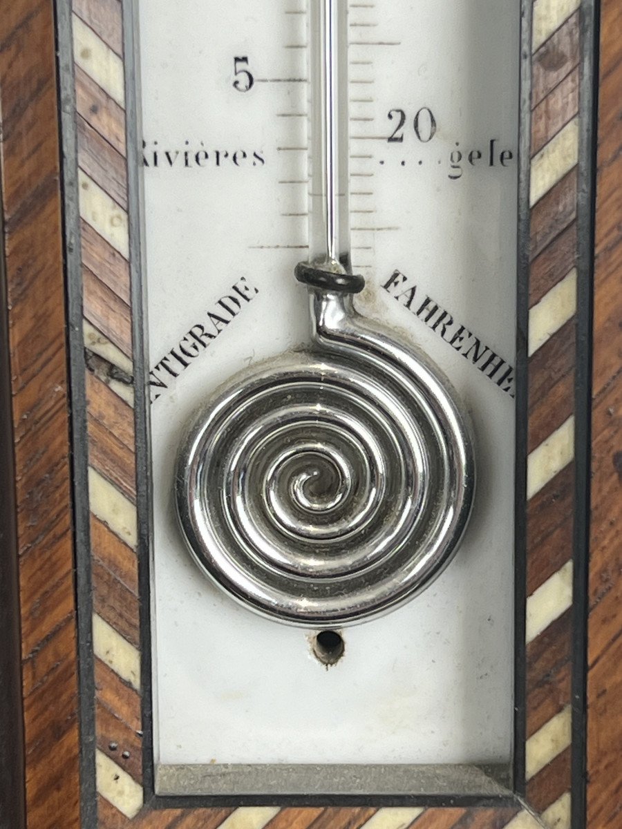 Barometer / Thermometer From Leydecker In Paris In Marquetry Napoleon III Period-photo-4