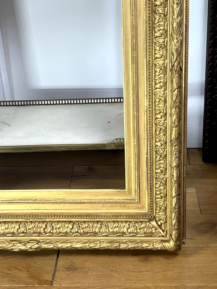 Old 19th Century Frame In Carved Golden Wood/stucco For Painting 74.5 Cm X 55.5 Cm-photo-4