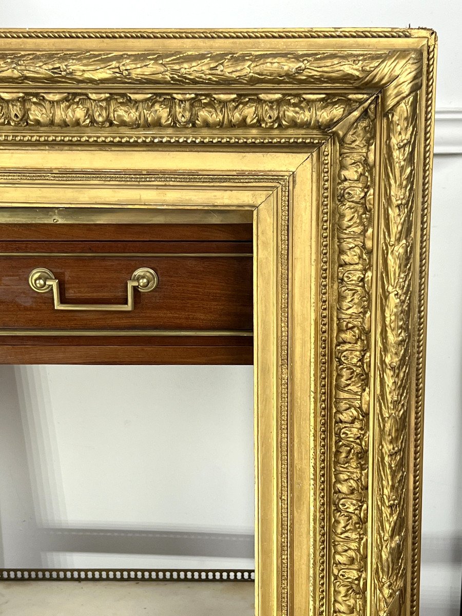 Old 19th Century Frame In Carved Golden Wood/stucco For Painting 74.5 Cm X 55.5 Cm-photo-1