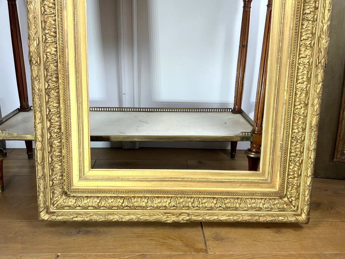 Old 19th Century Frame In Carved Golden Wood/stucco For Painting 74.5 Cm X 55.5 Cm-photo-3