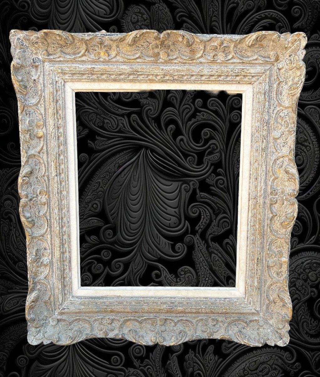 Old Montparnasse Frame In Patinated Carved Wood For Painting 47 Cm X 38.5 Cm-photo-2
