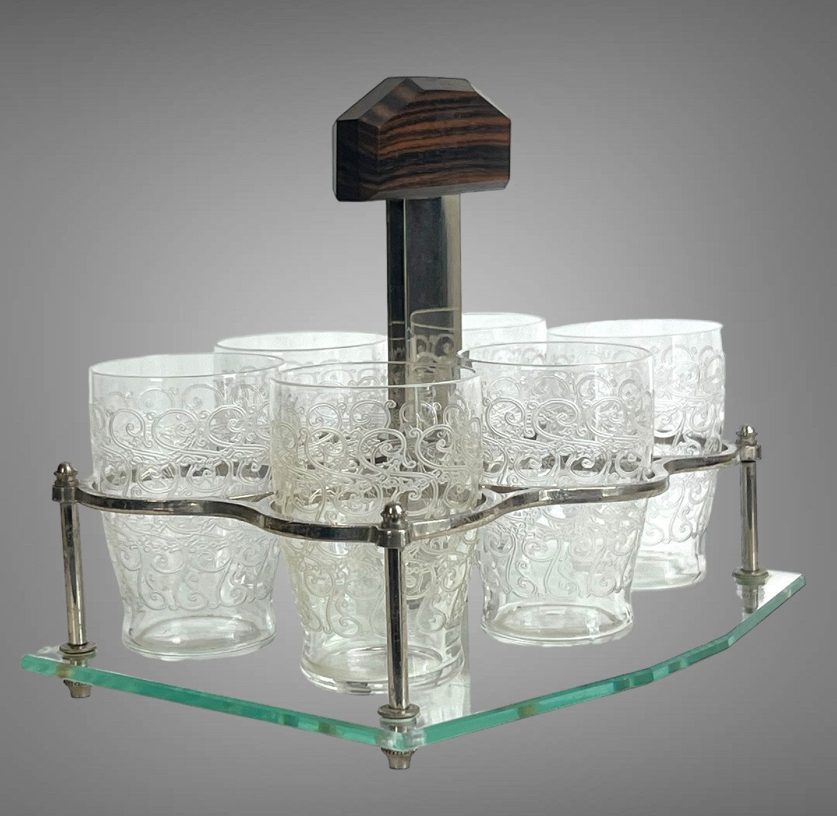 Porto Service Art Deco Period With 6 Baccarat Glasses Model Rohan Gouvieux-photo-3