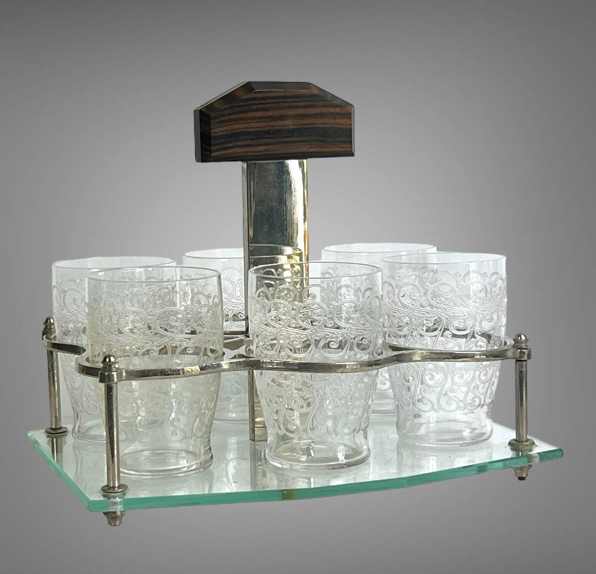 Porto Service Art Deco Period With 6 Baccarat Glasses Model Rohan Gouvieux-photo-4