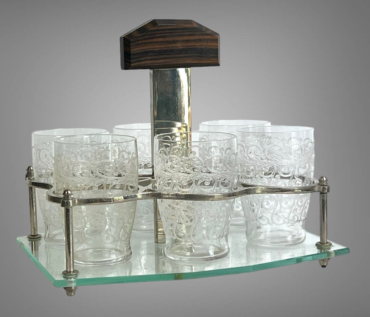 Porto Service Art Deco Period With 6 Baccarat Glasses Model Rohan Gouvieux-photo-4