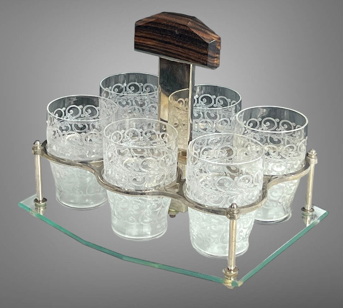 Porto Service Art Deco Period With 6 Baccarat Glasses Model Rohan Gouvieux-photo-7