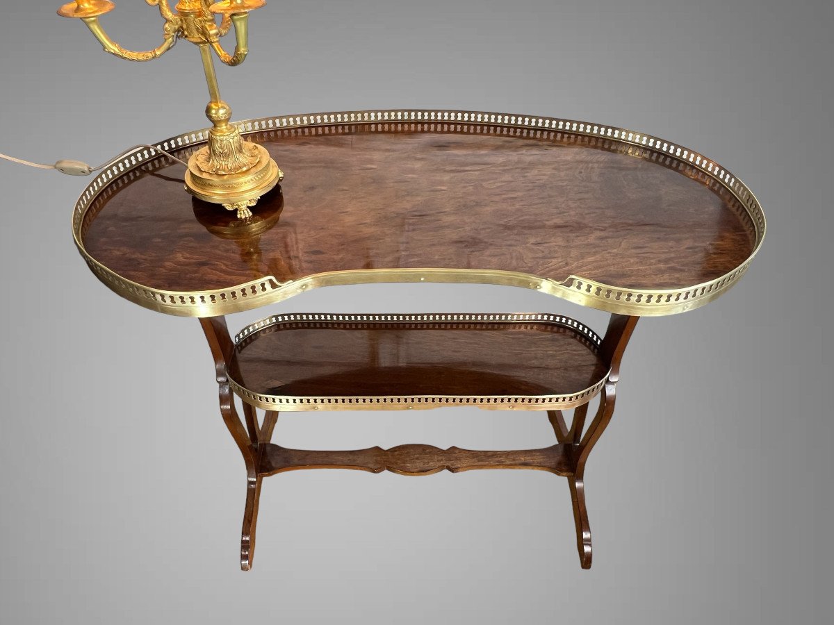 Louis XVI Style Mahogany Kidney Table After "joseph Gegenbach Dit Canabas"-photo-1