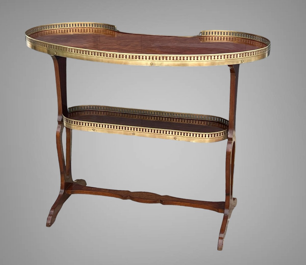 Louis XVI Style Mahogany Kidney Table After "joseph Gegenbach Dit Canabas"-photo-5