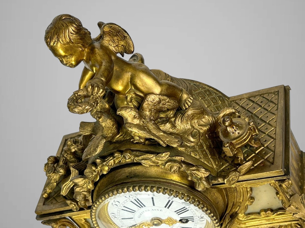 19th Century Louis XVI Style Bronze Clock Decorated With Cherubs And Doves  -photo-3