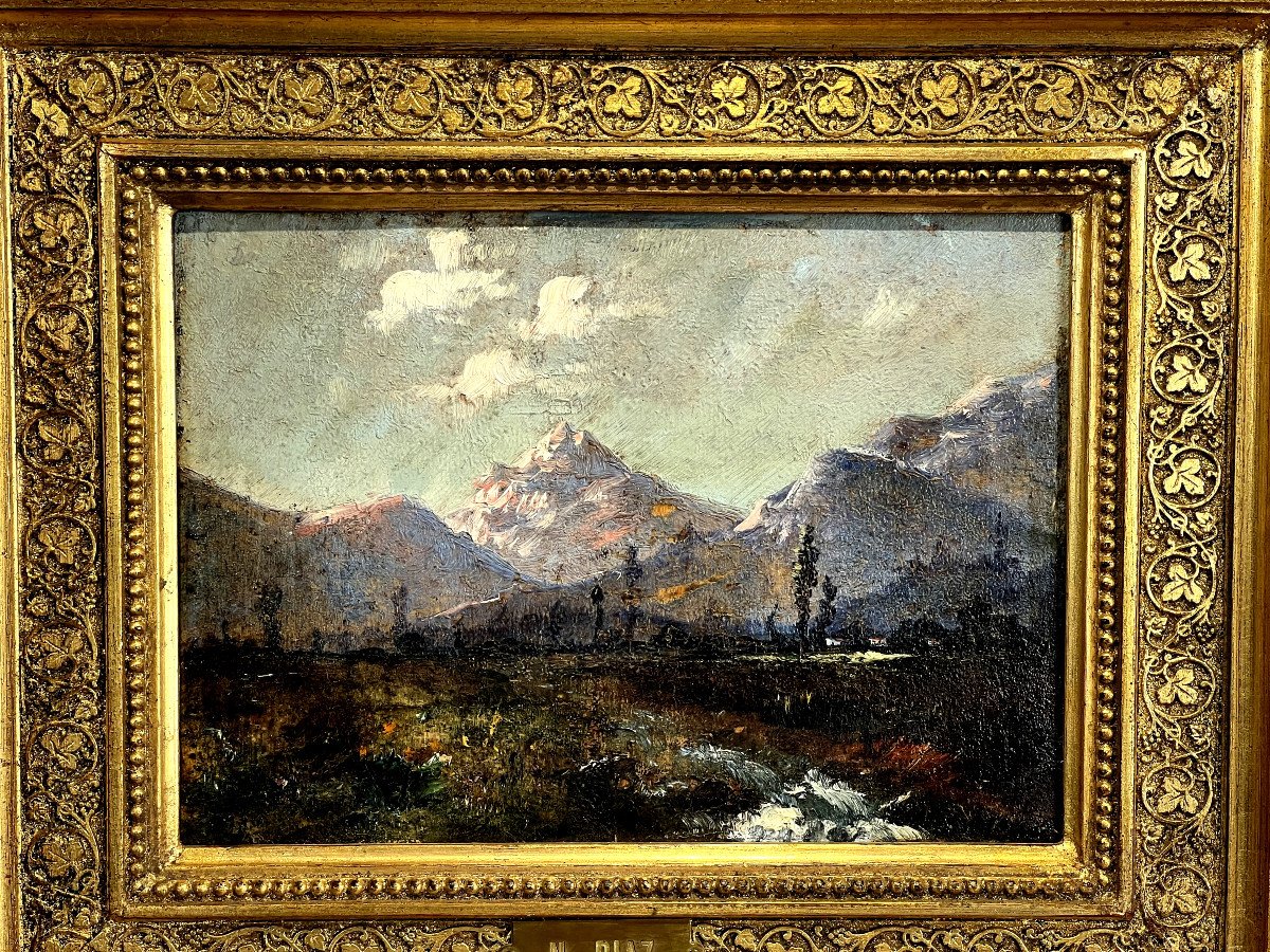 Peinture / Huile Sur Panneau Signé De Narcisse Díaz De La Peña " Les Alpes "-photo-3