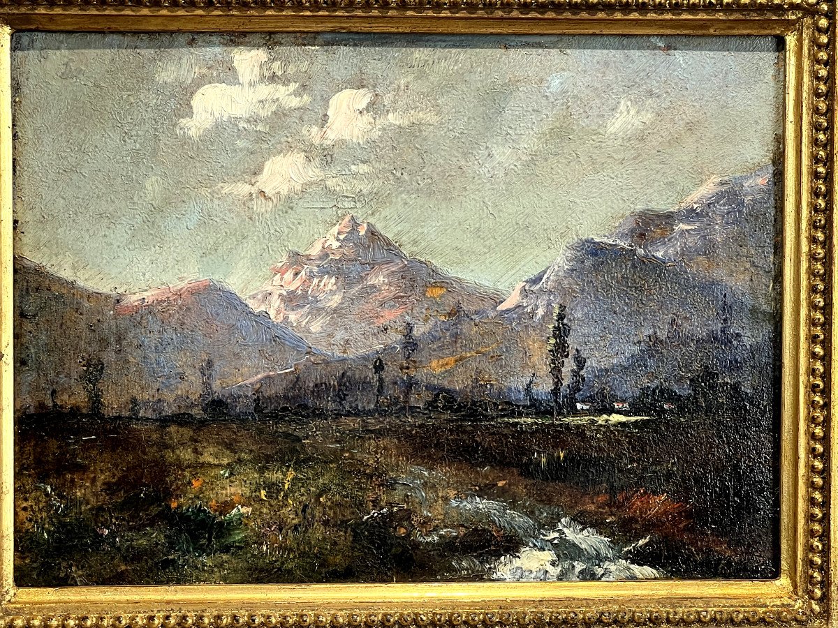 Painting / Oil On Panel Signed By Narcisse Díaz De La Peña "the Alps"-photo-4