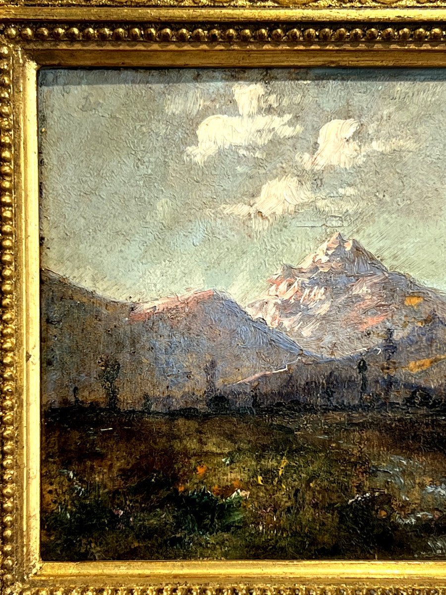 Peinture / Huile Sur Panneau Signé De Narcisse Díaz De La Peña " Les Alpes "-photo-3