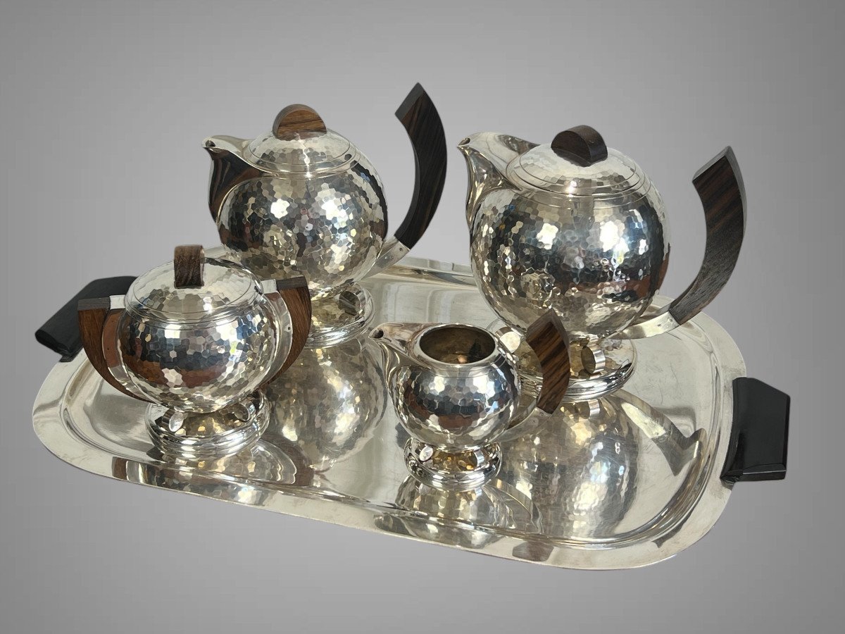 Jean Deprés (1889-1980) / Hammered Silver Metal Tea And Coffee Service-photo-2