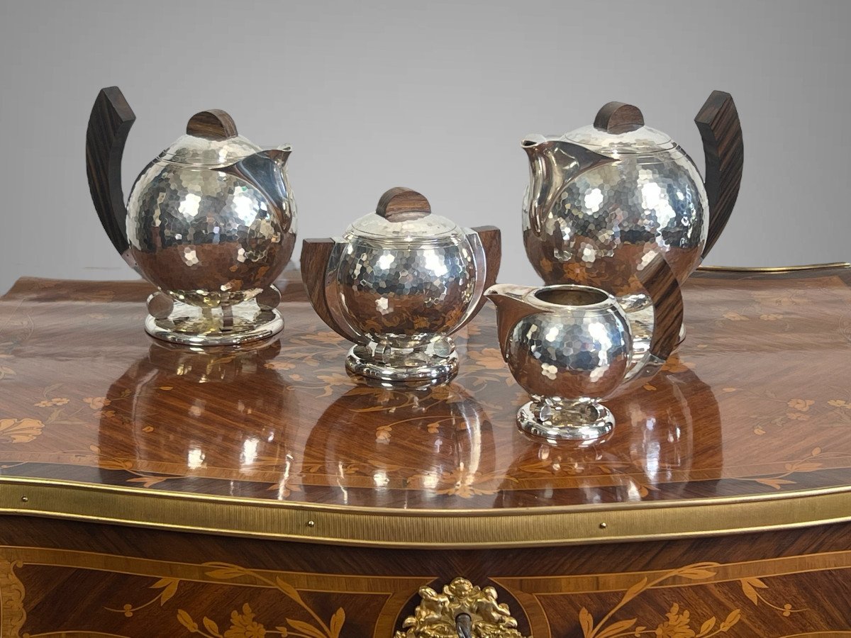 Jean Deprés (1889-1980) / Hammered Silver Metal Tea And Coffee Service-photo-4