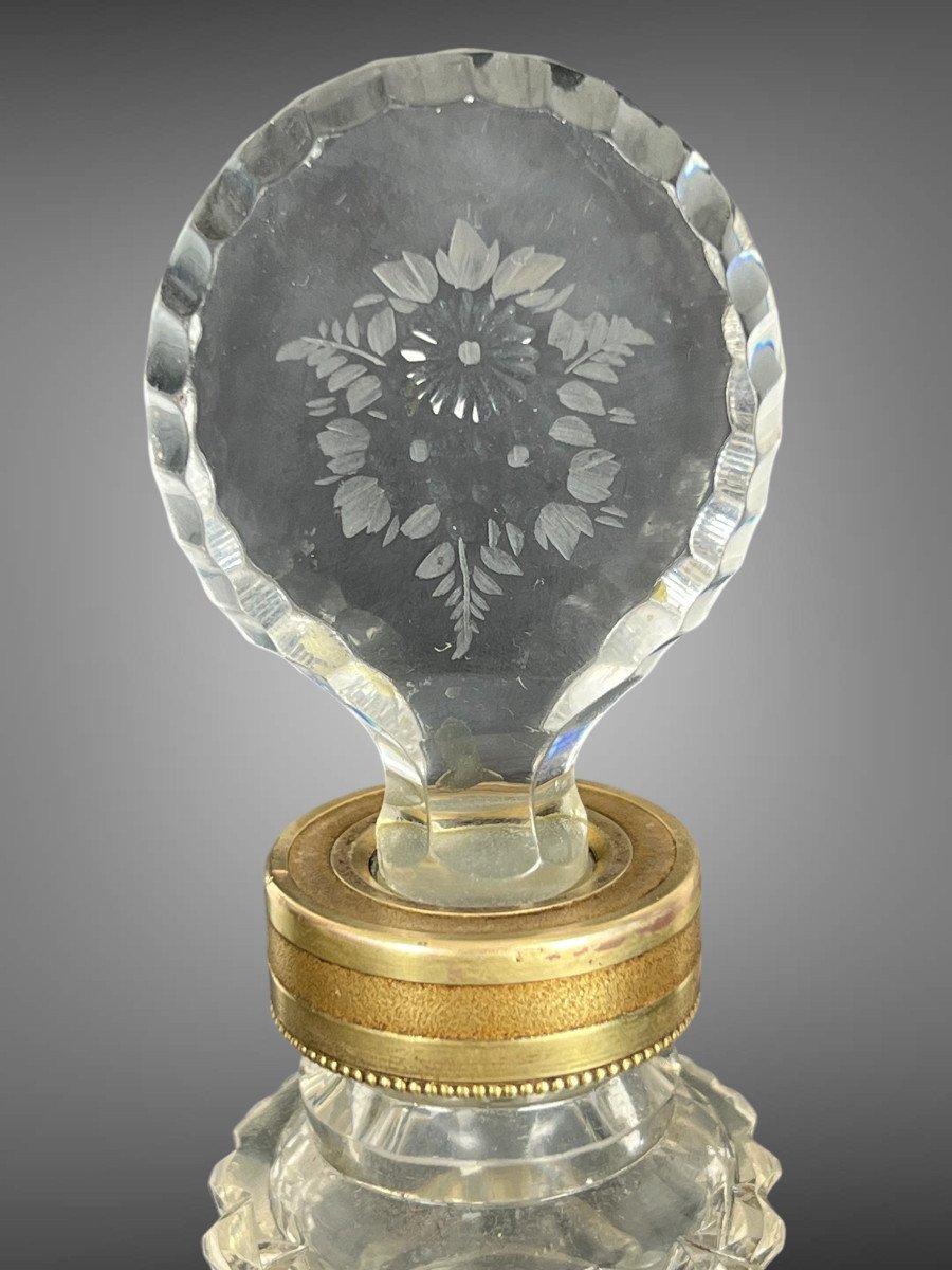 Grande Carafe Victorienne En Verre De Taille Intaglio ( Circa 1890 ) Et Bronze-photo-7