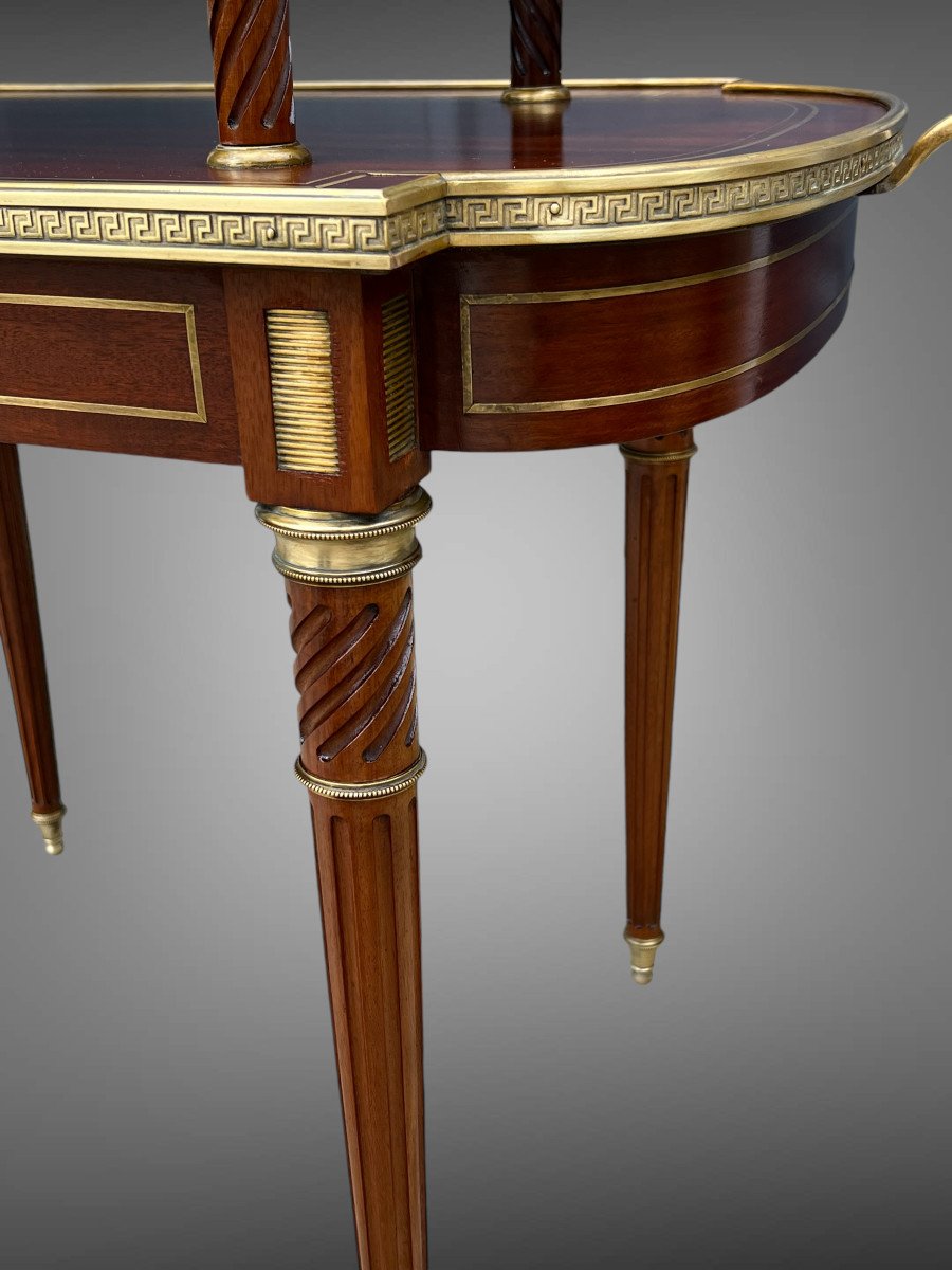 19th Century Louis XVI Style Mahogany Serving/tea Table Decorated With Gilt Bronze-photo-6